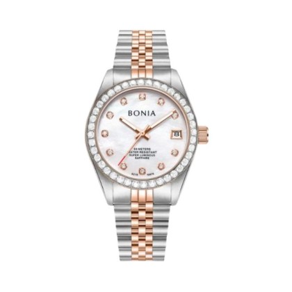 Bonia Elegance Automatic BNB10876-2657S White Mother Of Pearl Dial Color Women Watch